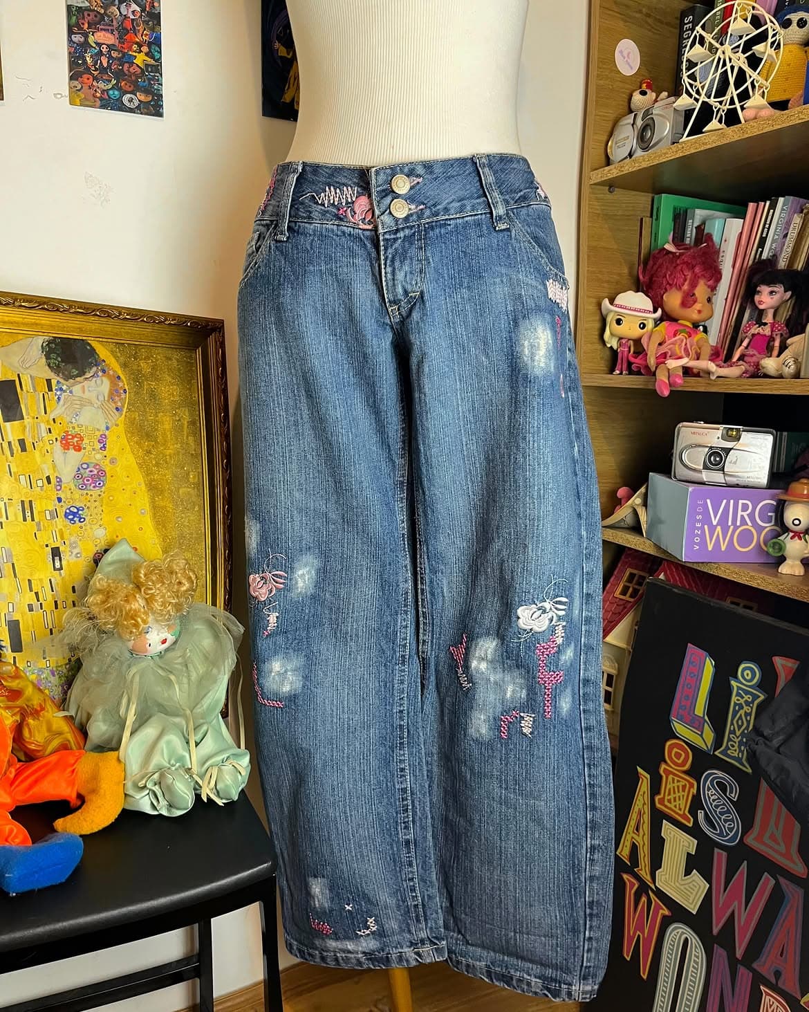 Calça Vintage Bordado Garimpo